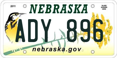 NE license plate ADY896