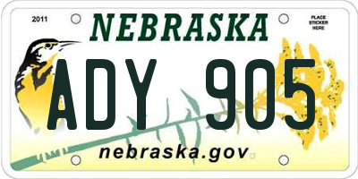 NE license plate ADY905