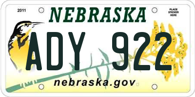 NE license plate ADY922