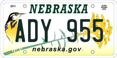 NE license plate ADY955
