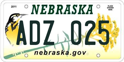 NE license plate ADZ025