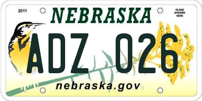 NE license plate ADZ026