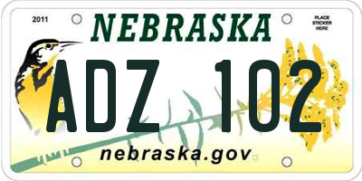 NE license plate ADZ102