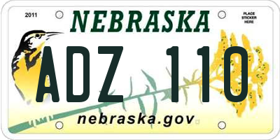 NE license plate ADZ110