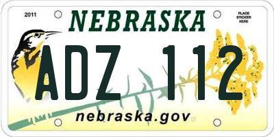 NE license plate ADZ112