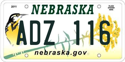 NE license plate ADZ116