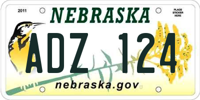 NE license plate ADZ124