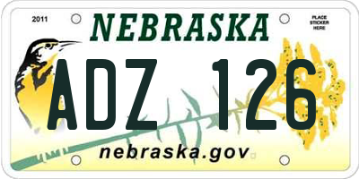 NE license plate ADZ126