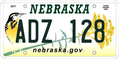 NE license plate ADZ128