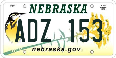 NE license plate ADZ153