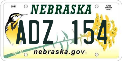 NE license plate ADZ154
