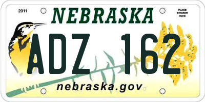 NE license plate ADZ162