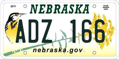 NE license plate ADZ166