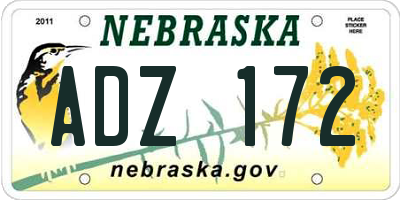 NE license plate ADZ172
