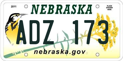 NE license plate ADZ173