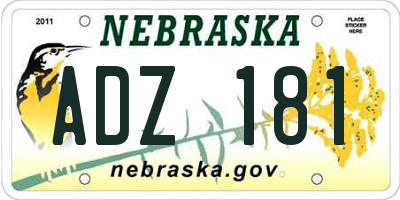 NE license plate ADZ181