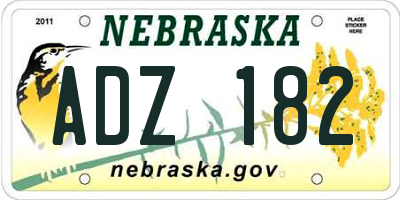 NE license plate ADZ182