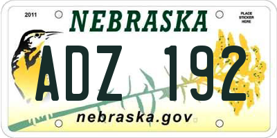 NE license plate ADZ192