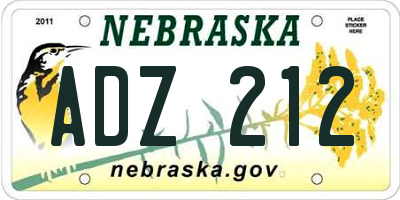 NE license plate ADZ212
