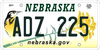 NE license plate ADZ225