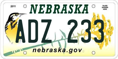 NE license plate ADZ233