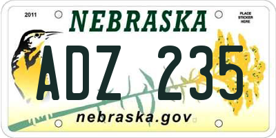 NE license plate ADZ235