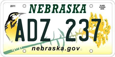 NE license plate ADZ237