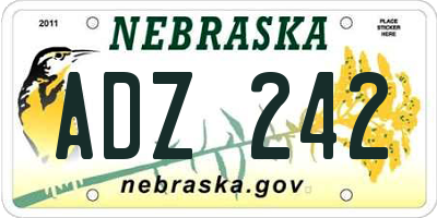 NE license plate ADZ242