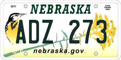 NE license plate ADZ273