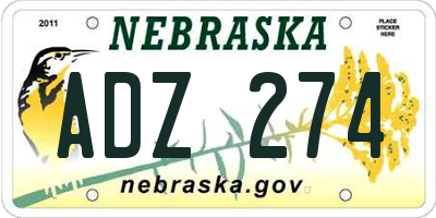 NE license plate ADZ274