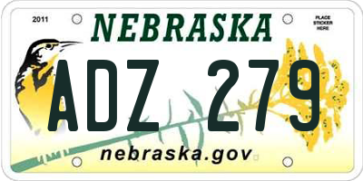 NE license plate ADZ279