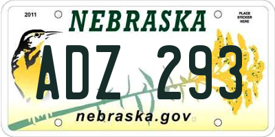 NE license plate ADZ293