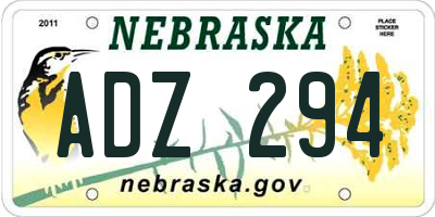 NE license plate ADZ294