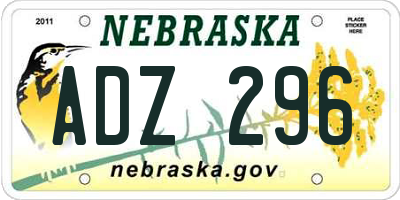 NE license plate ADZ296