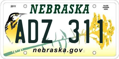 NE license plate ADZ311