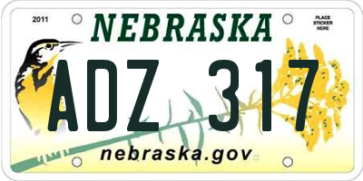NE license plate ADZ317