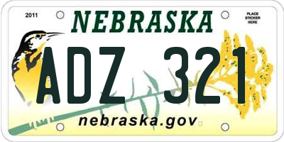 NE license plate ADZ321
