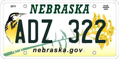 NE license plate ADZ322