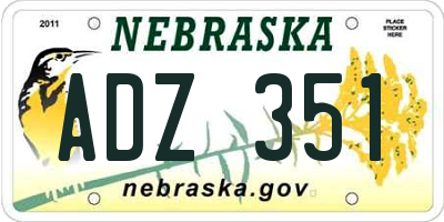 NE license plate ADZ351