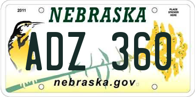 NE license plate ADZ360