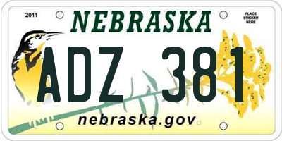 NE license plate ADZ381