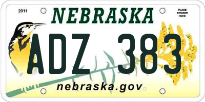 NE license plate ADZ383