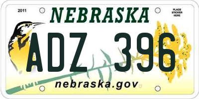 NE license plate ADZ396