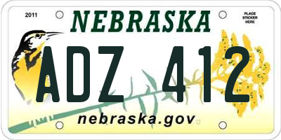 NE license plate ADZ412