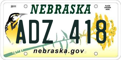 NE license plate ADZ418