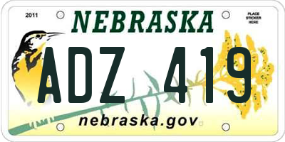 NE license plate ADZ419