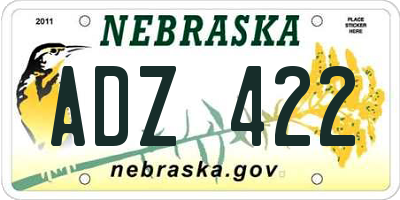 NE license plate ADZ422
