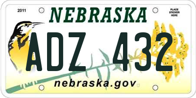 NE license plate ADZ432