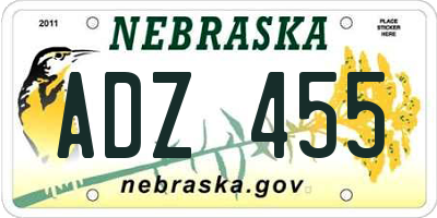 NE license plate ADZ455
