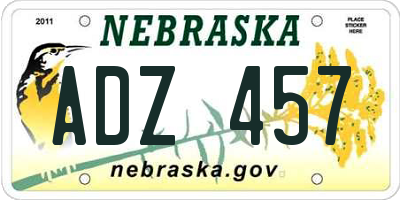 NE license plate ADZ457